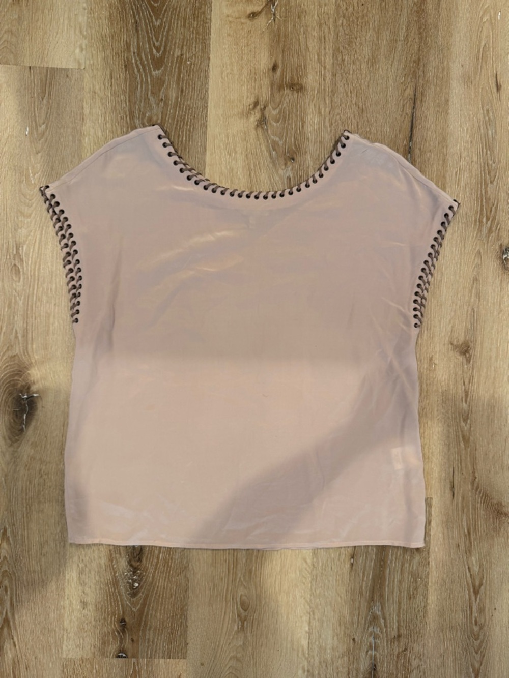 Joie silk Sleeveless suede Trim Top in Blush small